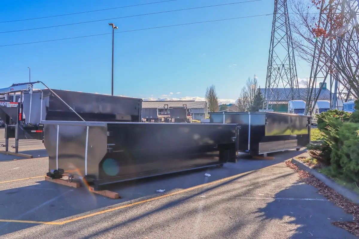 Roll-off dumpster ready for waste disposal at job site for Commercial Dumpster Rental in Riverside